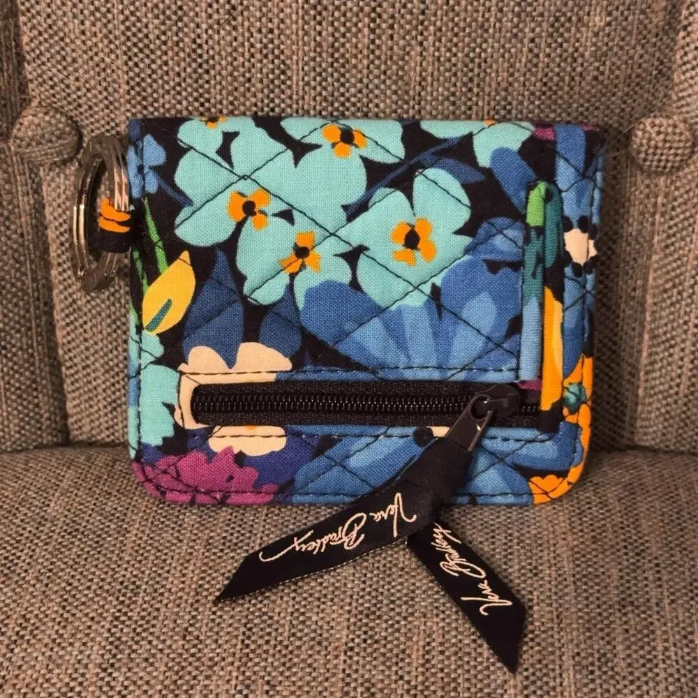 Vera Bradley Card Wallet Womens Multicolor Floral Quilted Key Ring ID Case